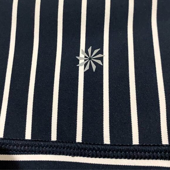 Athleta Navy Blue And White Stripe Zipper Pocket Leggings Size Small - Picture 10 of 13